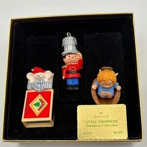 VINTAGE 1979 Little Trimmers Hallmark Ornament Set 3 Mouse Soldier Angel QX1599